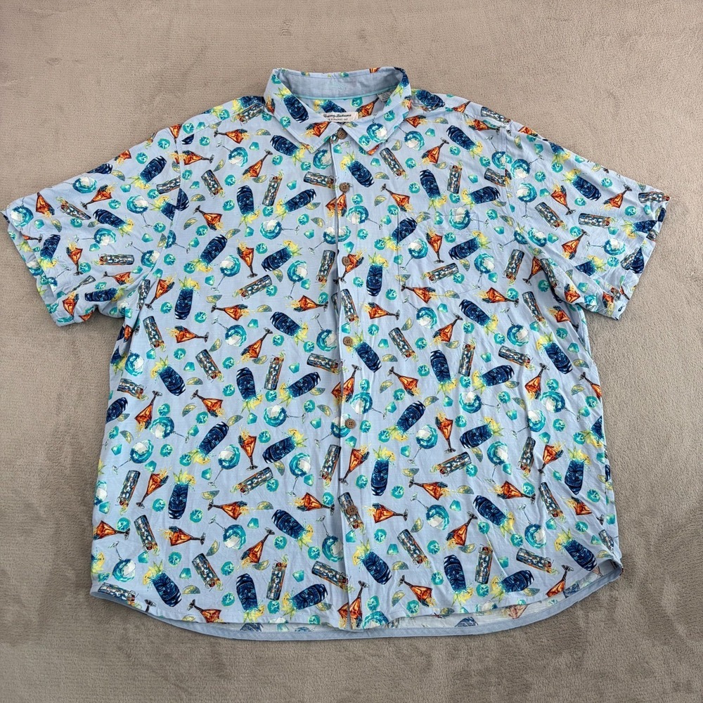Tommy Bahama Veracruz Cay Chilled & Spilled‎ Camp Shirt Men 3XL Fresh Air Hawaii